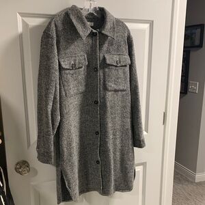 Women's Gray Button-Up Coat
